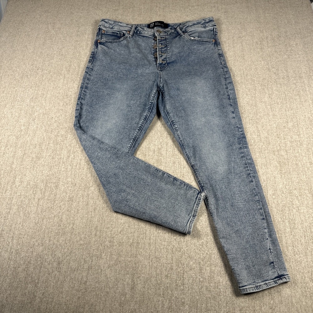 GAP Jeans Womens Size 16/33 Universal Legging Light Wash Blue Jeans, Button‎ Fly